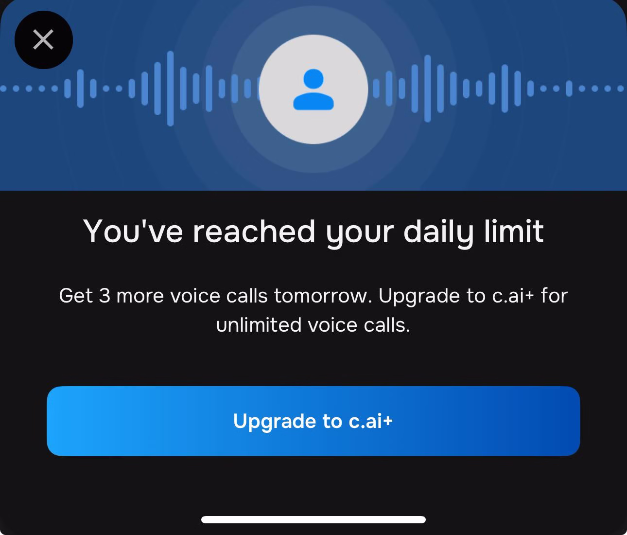 You've reached your daily limit - voice call limits on c.ai