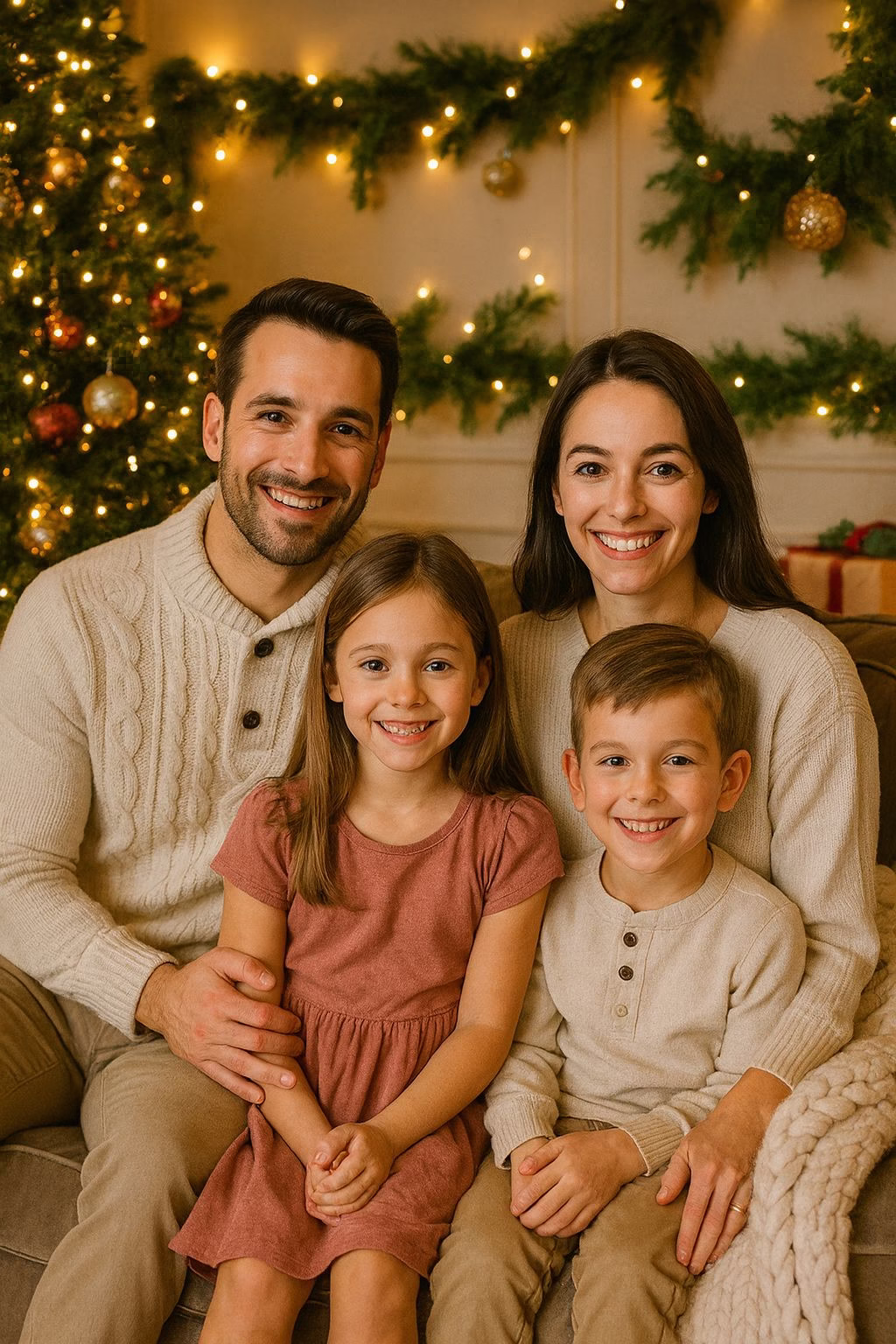 Cozy living room Christmas portrait