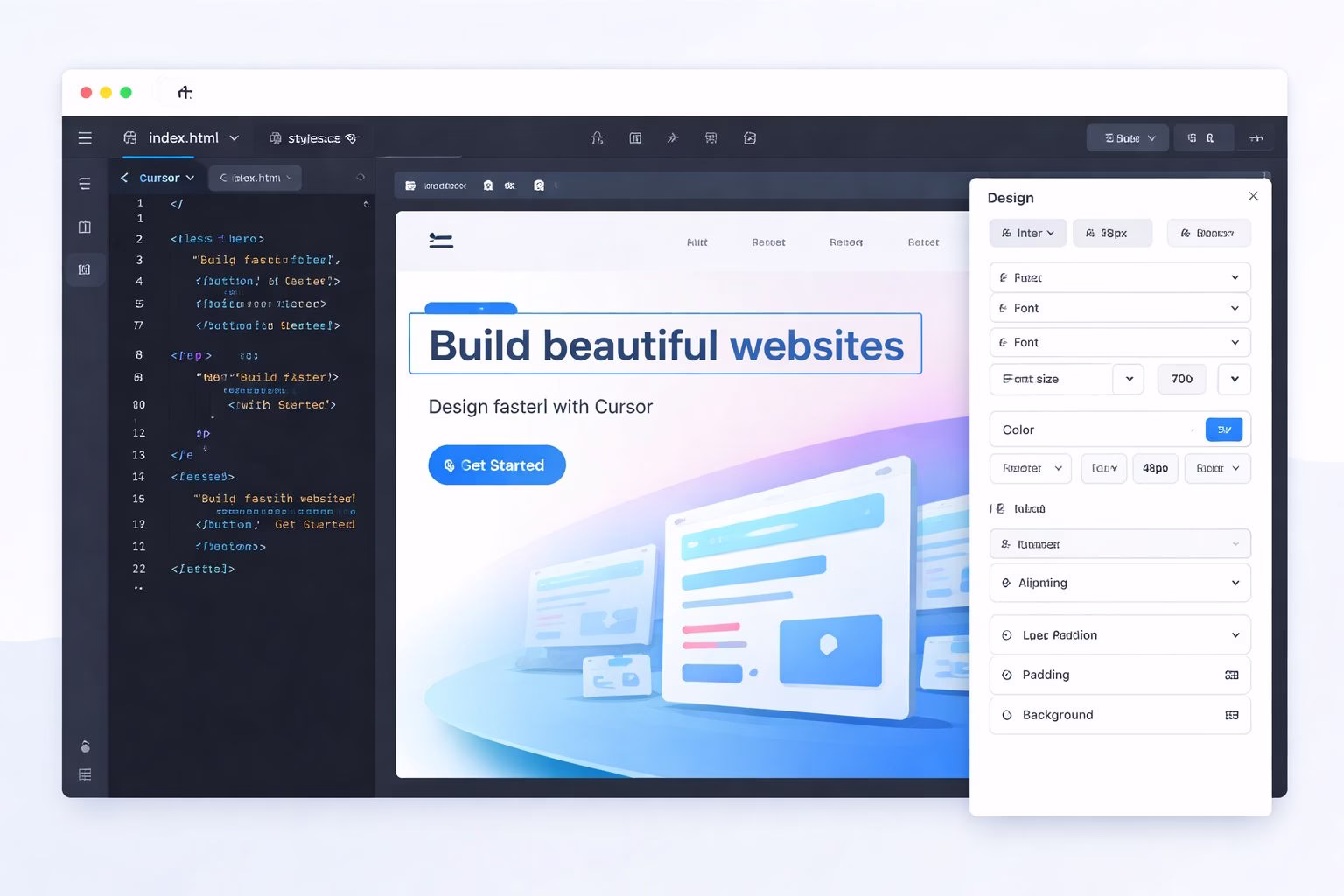 Design better websites with Cursor visual design editor