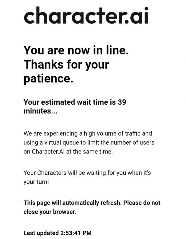 character ai estimated wait time 2