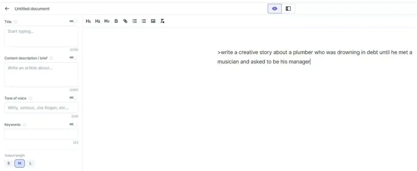 AI prompt for writing creative story