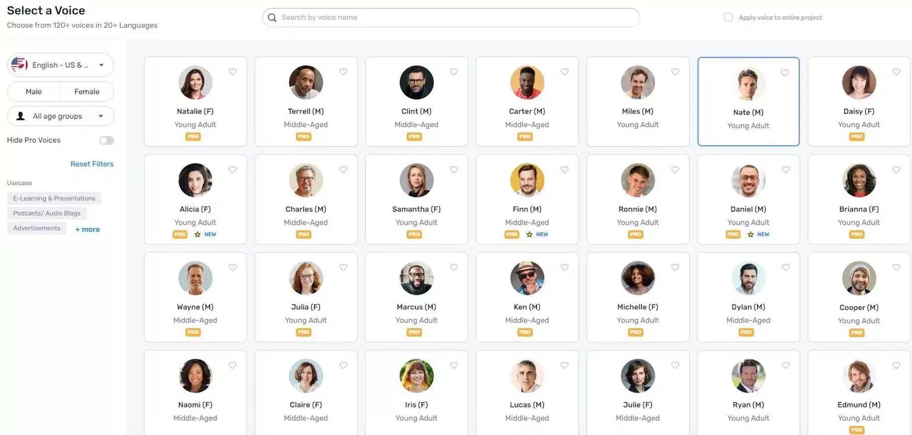 Murf AI user interface