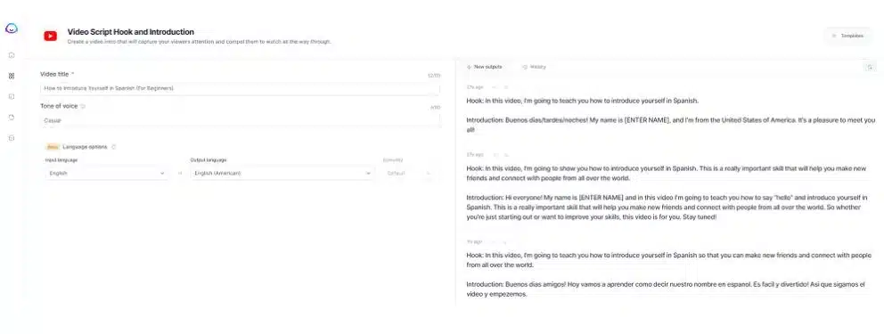 example of a YouTube video script generated by Jasper AI