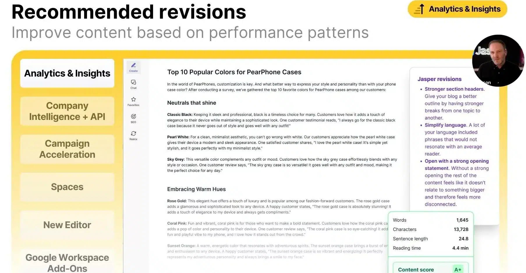 Jasper's recommended revisions