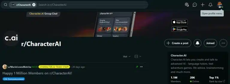 Character AI Reddit Community