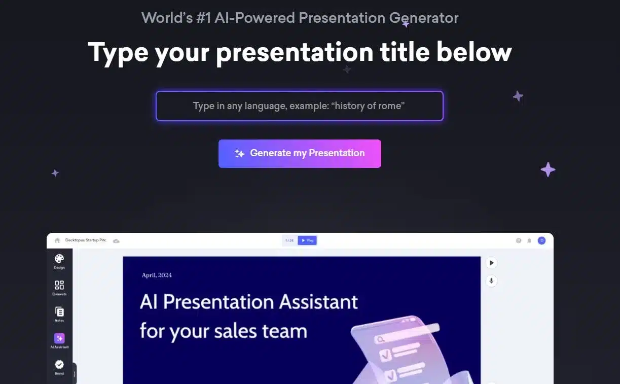 Decktopus AI presentation tool
