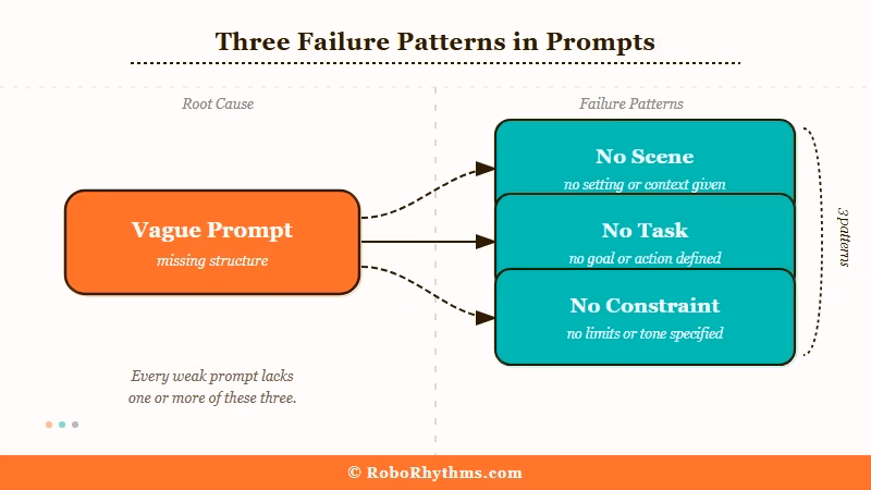 three failure patterns in vague AI roleplay prompts