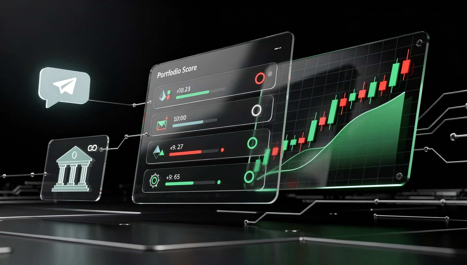 AI agent connected to stock charts and financial data streams