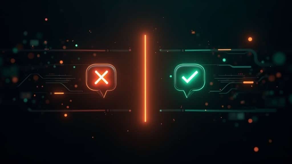 Positive versus negative AI persona command comparison panel