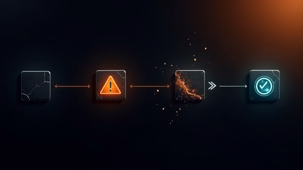 Broken AI agent workflow pipeline showing failure points