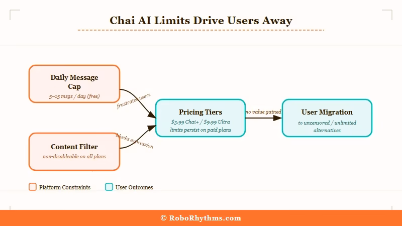Chai AI free tier message limits and content filter breakdown
