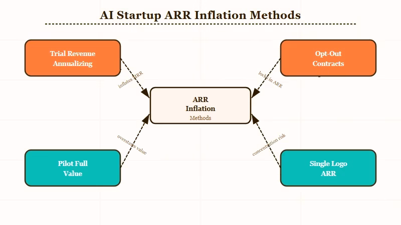 Four ARR inflation methods used by AI startups diagram