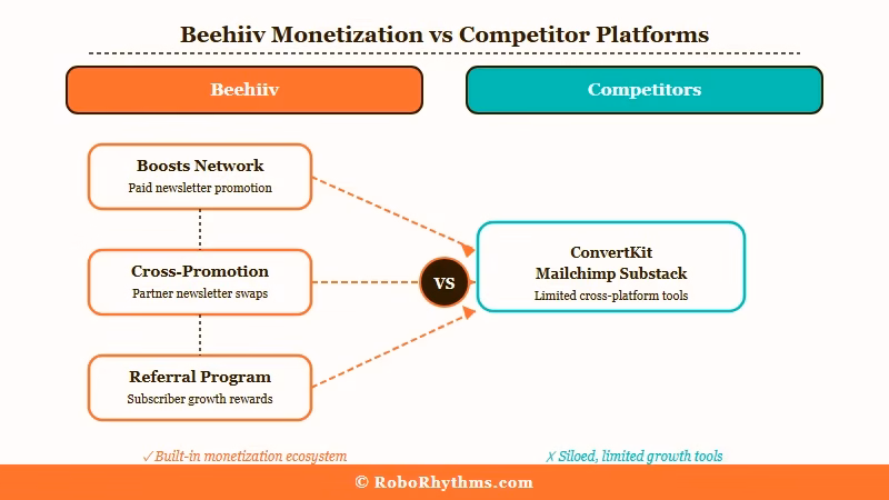 Beehiiv Boosts network and referral program unique growth mechanics