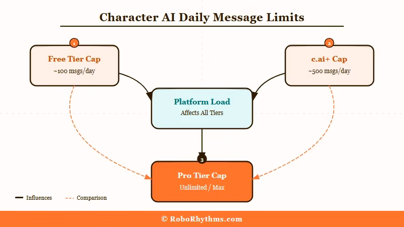 Character AI message cap by tier diagram