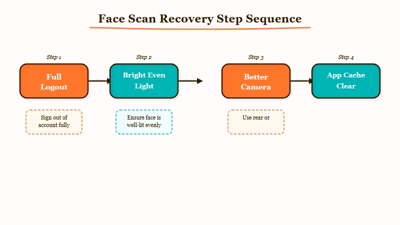 Six-step recovery flow for Character AI face scan
