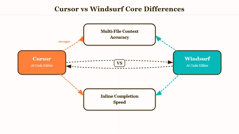 Cursor vs Windsurf accuracy vs speed tradeoff diagram