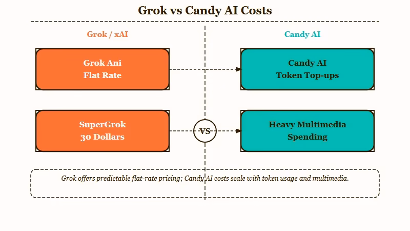 Candy AI vs Grok Ani monthly cost comparison