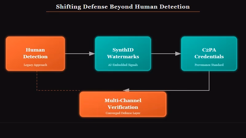 Provenance and verification replace human deepfake detection