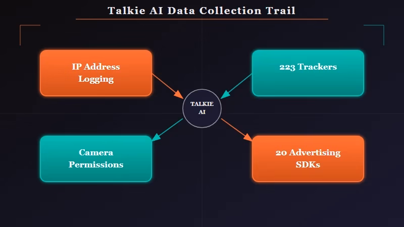 Talkie AI data collection and tracker overview