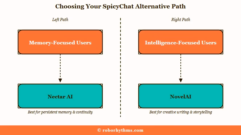 Decision map for choosing SpicyChat alternative
