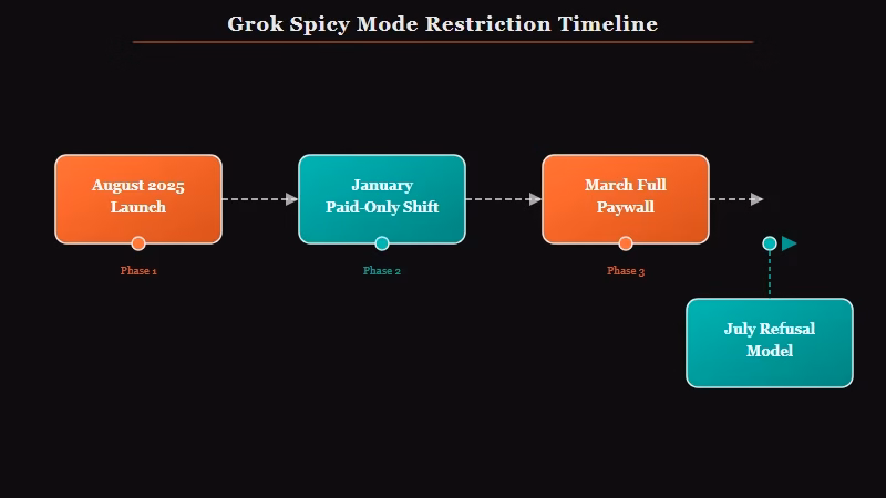 Grok Spicy Mode restriction timeline through 2026
