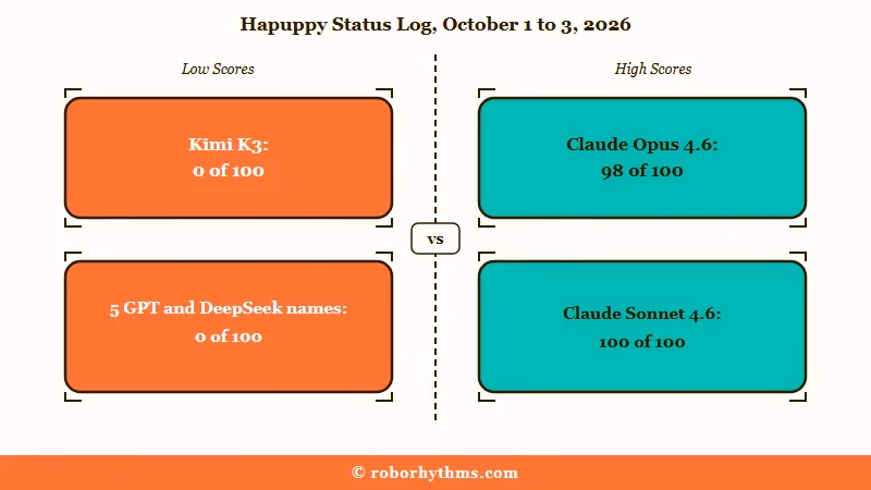 Hapuppy status log results October 2026